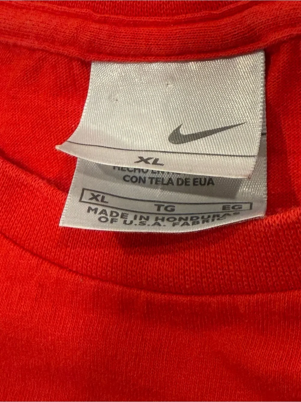 Vintage Nike Mid Swoosh Spell Out Graphic Solid Red Mens T-Shirt Size XL Y2k - Picture 2 of 5